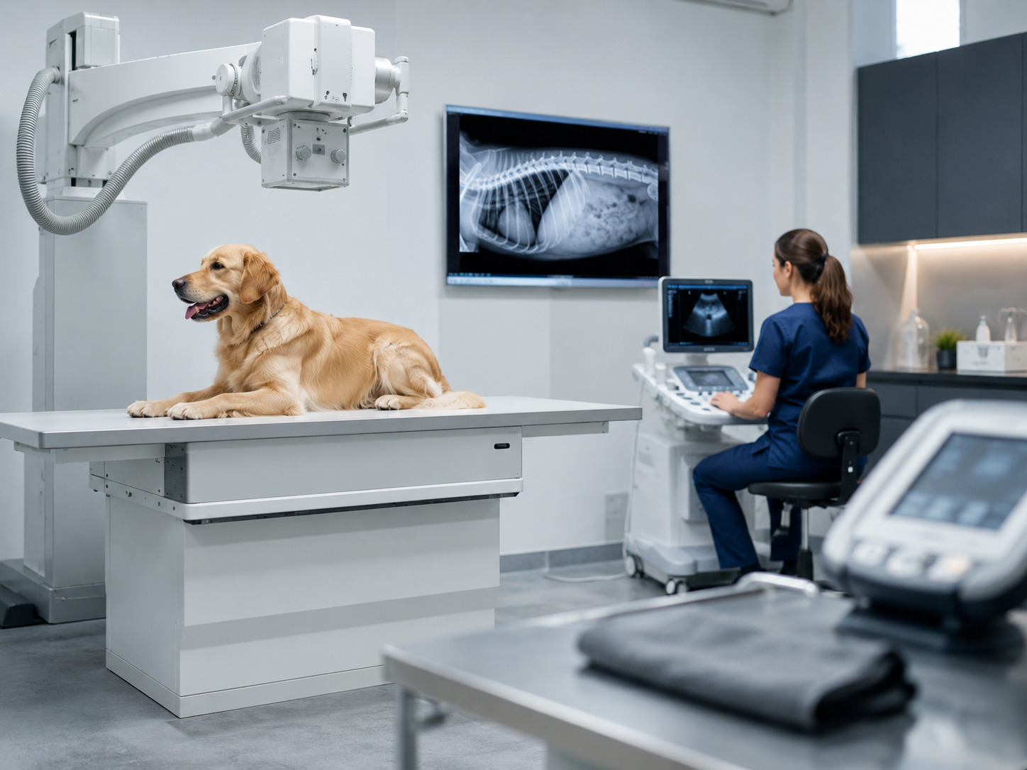 Veterinário analisando exame de imagem